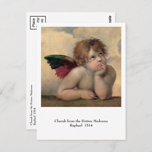 Cherub van Sistine Madonna door Raphael Briefkaart (Voorkant / Achterkant)