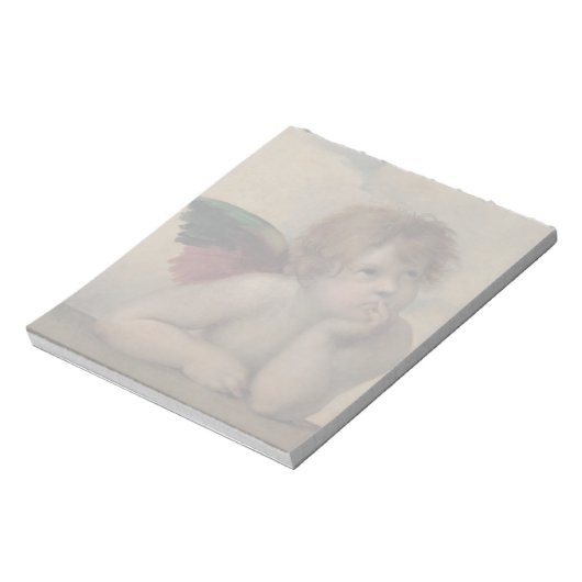 Cherub van Sistine Madonna door Raphael Notitieblok (Linkerzijde)