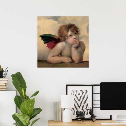Cherub van Sistine Madonna door Raphael Poster (Thuiskantoor)