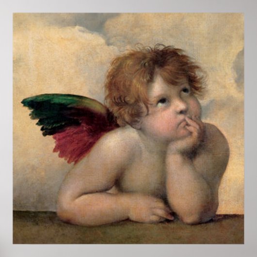 Cherub van Sistine Madonna door Raphael Poster (Voorkant)