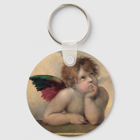 Cherub van Sistine Madonna door Raphael Sleutelhanger (Voorkant)