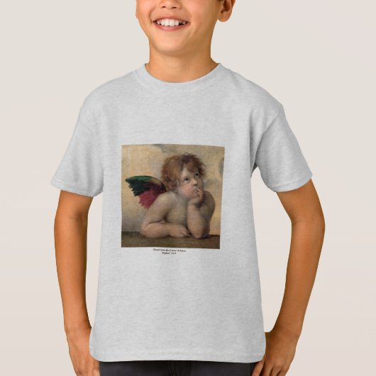 Cherub van Sistine Madonna door Raphael T-shirt (Voorkant)