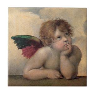 Cherub van Sistine Madonna door Raphael Tegeltje