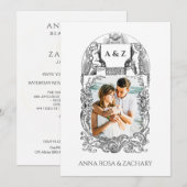 *~* Cherub Victoriaans QR PHOTO AR6 RSVP Weddensch Kaart (Voorkant / Achterkant)