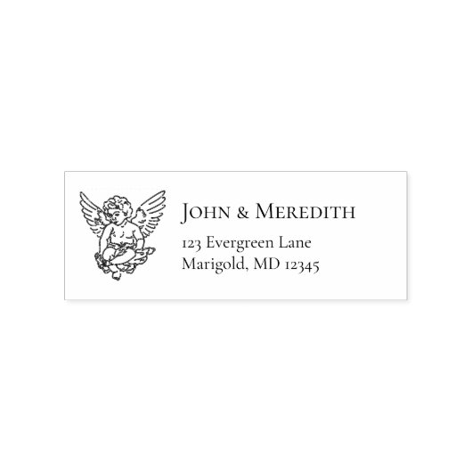 Cherub Wedding Invitation Retour Label Stempel (Afrduk)
