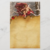 CHERUB, WINTERBOOM EN VOGELS Kerstperkament Briefpapier (Voorkant)