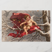 CHERUB, WINTERBOOM EN VOGELS Kerstperkament Briefpapier (Achterkant)