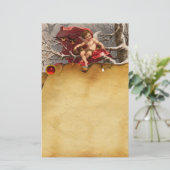 CHERUB, WINTERBOOM EN VOGELS Kerstperkament Briefpapier (Staand voorkant)