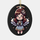 Cherubic Anime Angel - engelachtig, kawaii, Keramisch Ornament (Rechts)