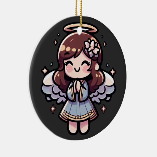 Cherubic Anime Angel - engelachtig, kawaii, Keramisch Ornament (Rechts)