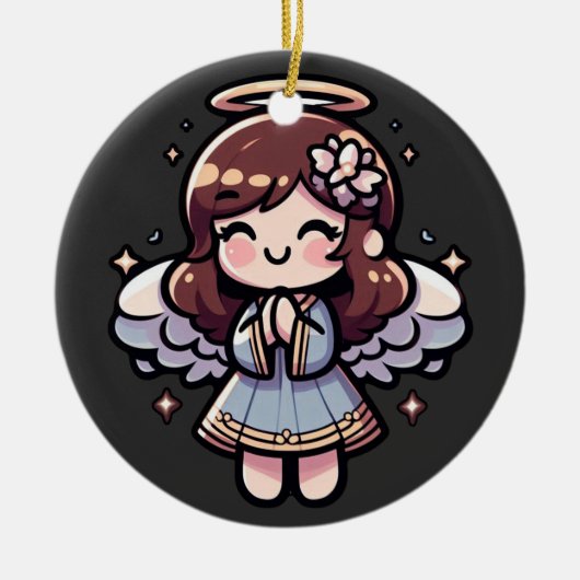 Cherubic Anime Angel - engelachtig, kawaii, Keramisch Ornament (Voorkant)