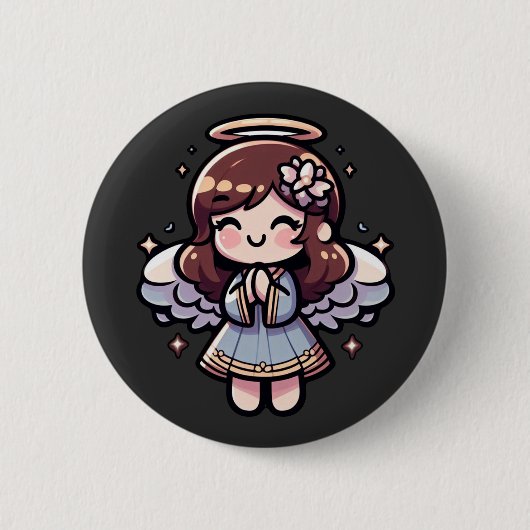 Cherubic Anime Angel - engelachtig, kawaii, Ronde Button 5,7 Cm (Voorkant)