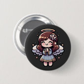 Cherubic Anime Angel - engelachtig, kawaii, Ronde Button 5,7 Cm (Voorkant /achterkant)