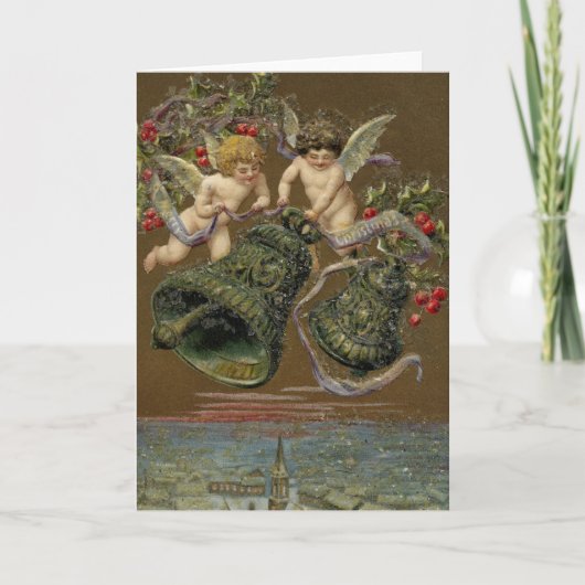 Cherubijnen die in Kerstmis 1906 bellen Feestdagen Kaart (Voorkant)