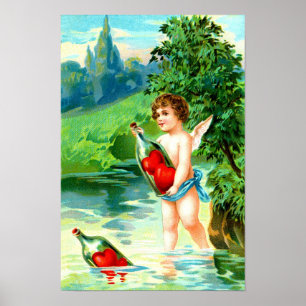 Cherubijnen en harten poster
