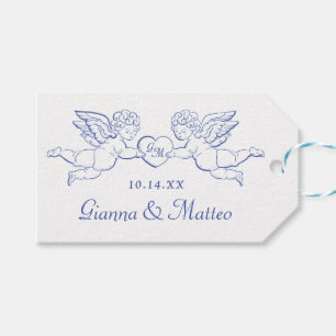 Cherubijnen met hart koppel Cupido's initialen Cadeaulabel