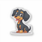 Cherubische Kawaii Teckel, vreugdevolle oren en to Sticker (Voorkant)