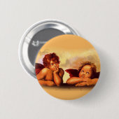 Cherubs, Angels, na Raphael: Origineel Kunstwerk Ronde Button 5,7 Cm (Voorkant /achterkant)