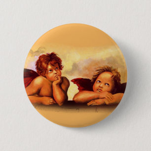 Cherubs, Angels, na Raphael: Origineel Kunstwerk Ronde Button 5,7 Cm