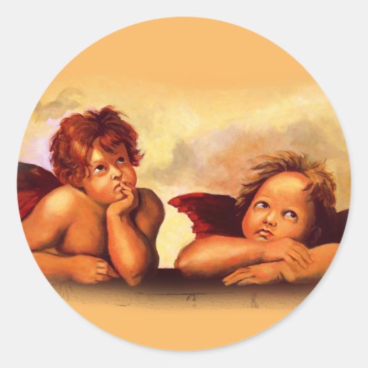 Cherubs, Angels, na Raphael: Origineel Kunstwerk Ronde Sticker (Voorkant)