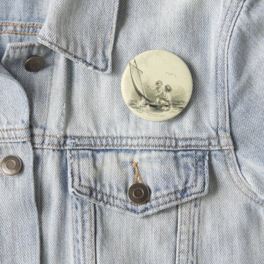 Cherubs - Angels op de watergravering Ronde Button 5,7 Cm (In situ)