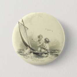 Cherubs - Angels op de watergravering Ronde Button 5,7 Cm