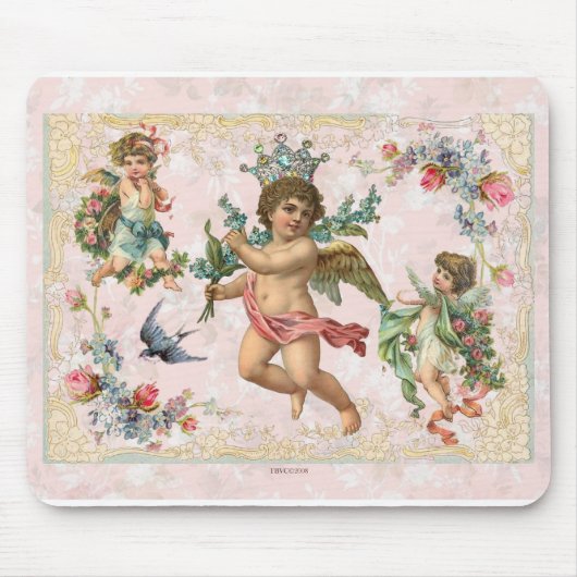 Cherubs & Angels Victoriaans Rozen Muismat Roze (Voorkant)