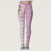 Cherubs Angels Wit Kant Lila Roze Paarse Streep Leggings (Voorkant)