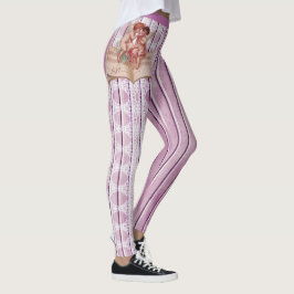 Cherubs Angels Wit Kant Lila Roze Paarse Streep Leggings