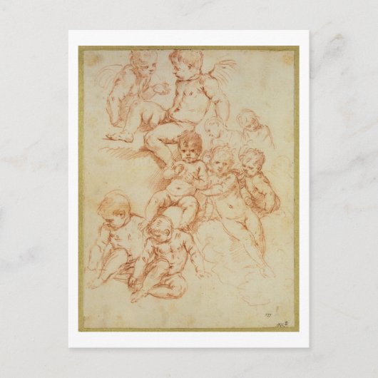 Cherubs, begin 17e eeuw (rode krijt op papier) briefkaart (Voorkant)