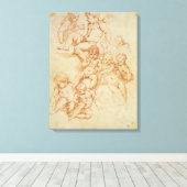 Cherubs, begin 17e eeuw (rode krijt op papier) canvas afdruk (Insitu (Houten vloer))