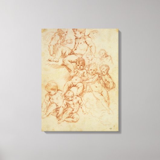 Cherubs, begin 17e eeuw (rode krijt op papier) canvas afdruk (Voorkant)
