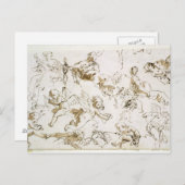 Cherubs, begin 18e eeuw (pen, inkt en was) briefkaart (Voorkant / Achterkant)