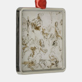 Cherubs, begin 18e eeuw (pen, inkt en was) metalen ornament (Rechts)