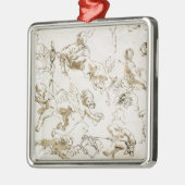 Cherubs, begin 18e eeuw (pen, inkt en was) metalen ornament (Links)