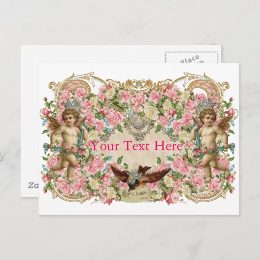 Cherubs & Bird Briefkaart (Voorkant / Achterkant)