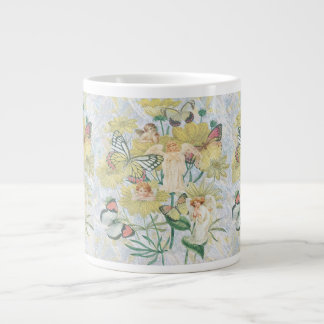 Cherubs, Butterflies en Flowers in Geel Grote Koffiekop
