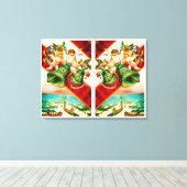 Cherubs die bellen luiden op canvas afdruk (Insitu (Houten vloer))