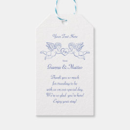 Cherubs die een hart vasthouden Koppel Cupido's In Cadeaulabel
