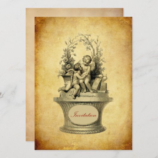  Cherubs en achtergrond van behangselpapier Kaart (Voorkant / Achterkant)