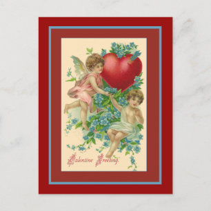 Cherubs en harten  Valentijn Groeten Feestdagenkaart