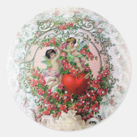 Cherubs en Kant Valentijnsdag Stickers (Voorkant)