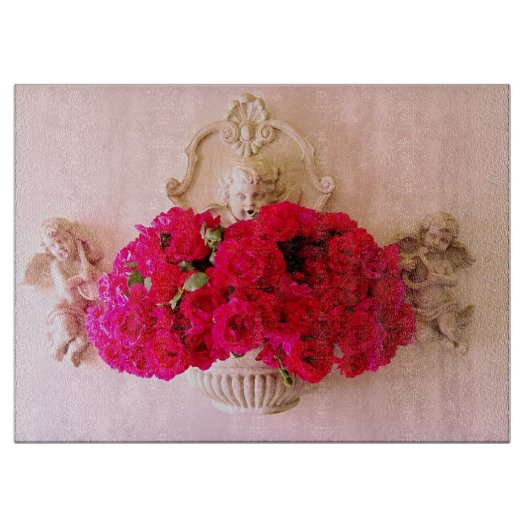 Cherubs en Rozen-Wall Pocket-15x11 snijvlak Snijplank (Voorkant)