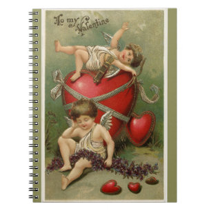 Cherubs en Valentijn Hearts Green Notitieboek