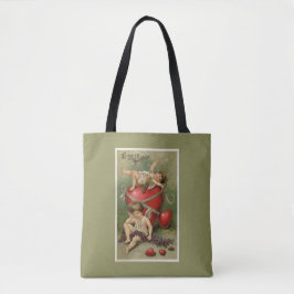 Cherubs en Valentijn Hearts Green Tote Bag