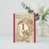  Cherubs Gelukkig Nieuwjaar Briefkaart (Staand voorkant)