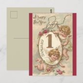  Cherubs Gelukkig Nieuwjaar Briefkaart (Voorkant / Achterkant)