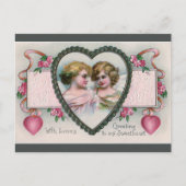 Cherubs in een Valentijn van het Lijst van het Ha Briefkaart (Voorkant)