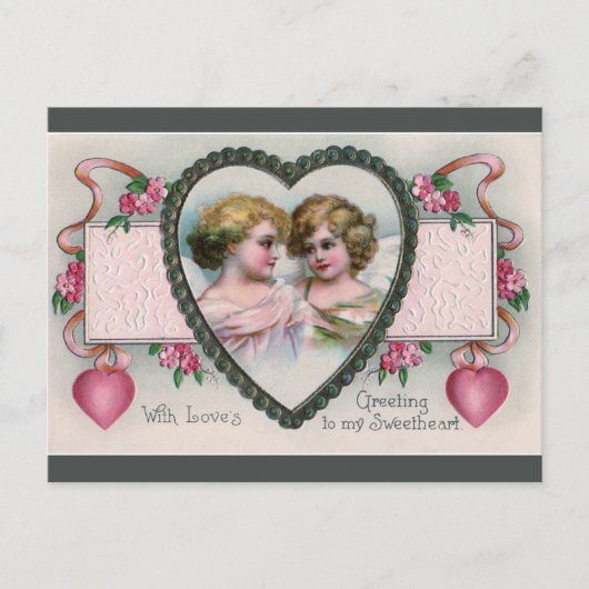 Cherubs in een Valentijn van het Lijst van het Ha Briefkaart (Voorkant)