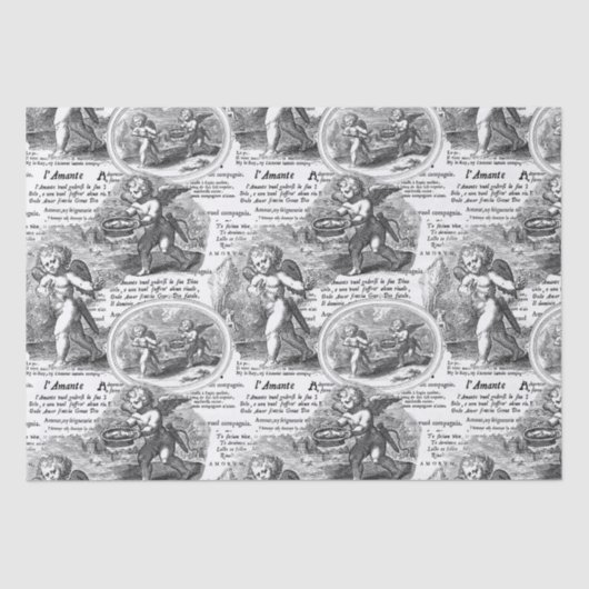 Cherubs in Love Romantic French Toile de Jouy Tissuepapier (Voorkant)